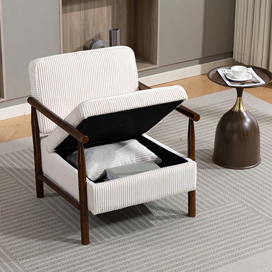 Storage Accent Chair With Wood Frame