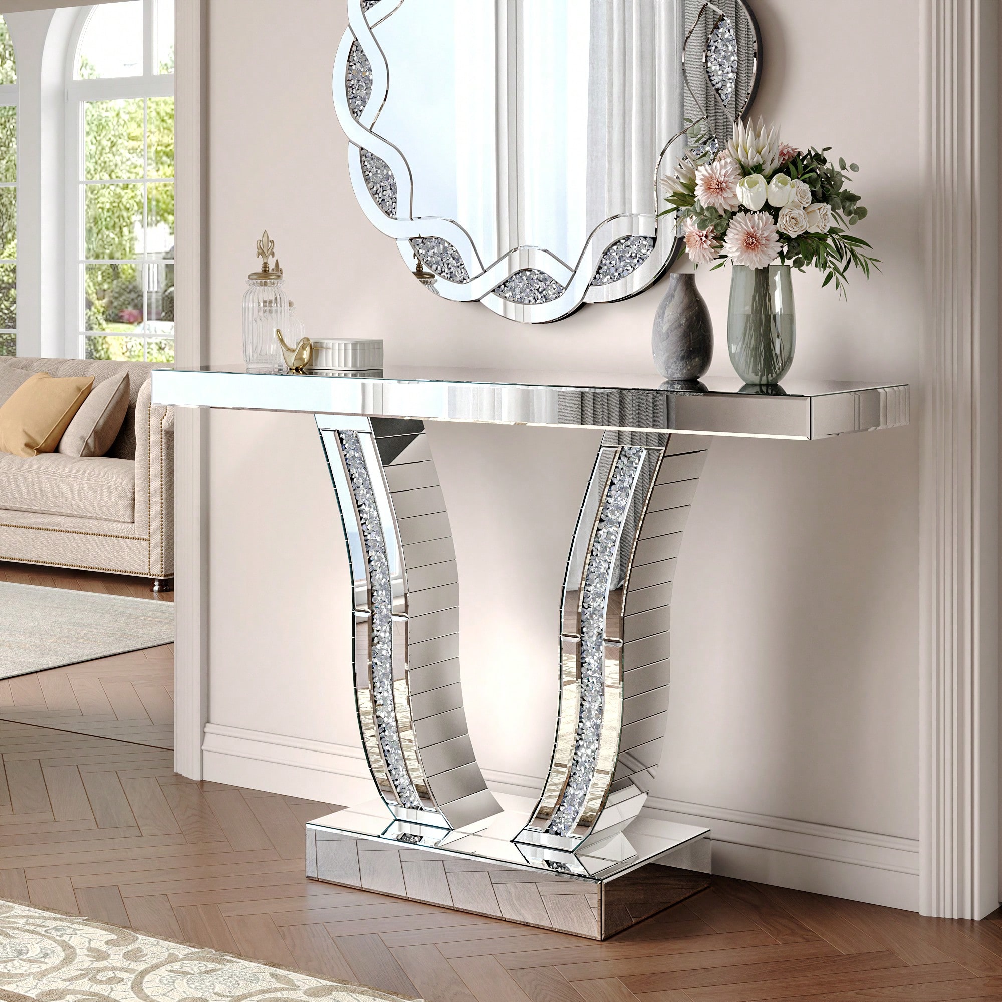 43" Mirrored Console Table