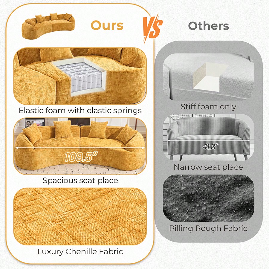 YOGLAD curved chenille sofa